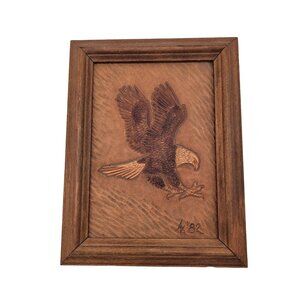 Vintage Tooled Leather Eagle Art